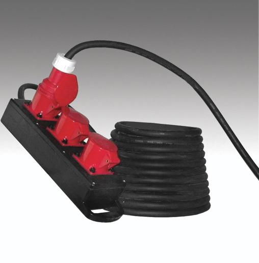 CEE 400V verlengkabel 10 m met volrubber verdeeldoos